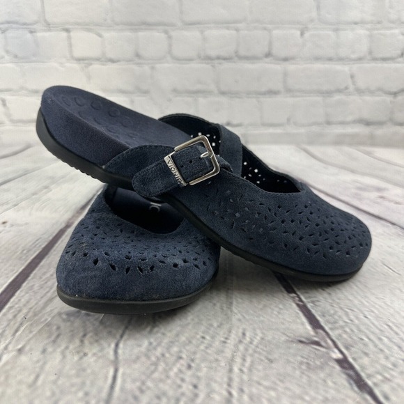 Vionic Womens Lidia Suede Mary Jane Sandal Blue Suede Mule Slides Sz 7 - Picture 1 of 8